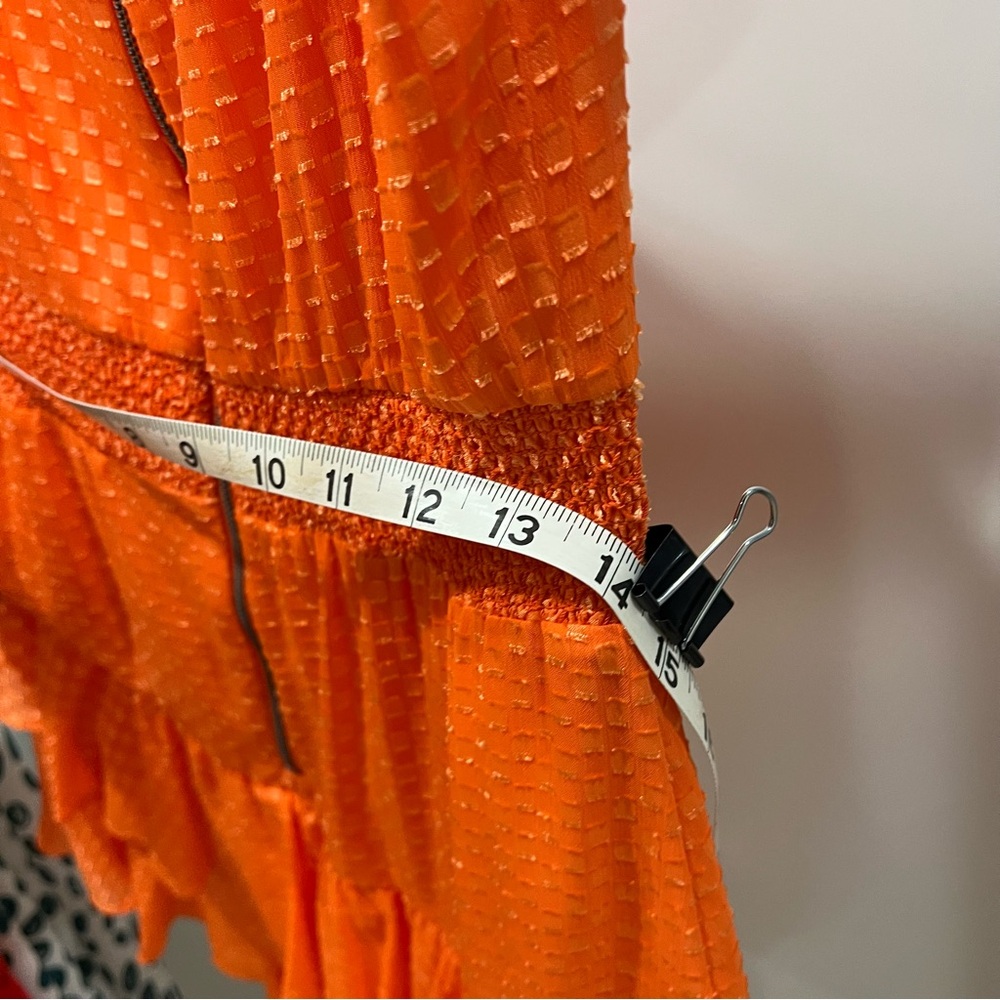 Alice + Olivia Vibrant Orange Textured Sleeveless Dress - Picture 6 of 6
